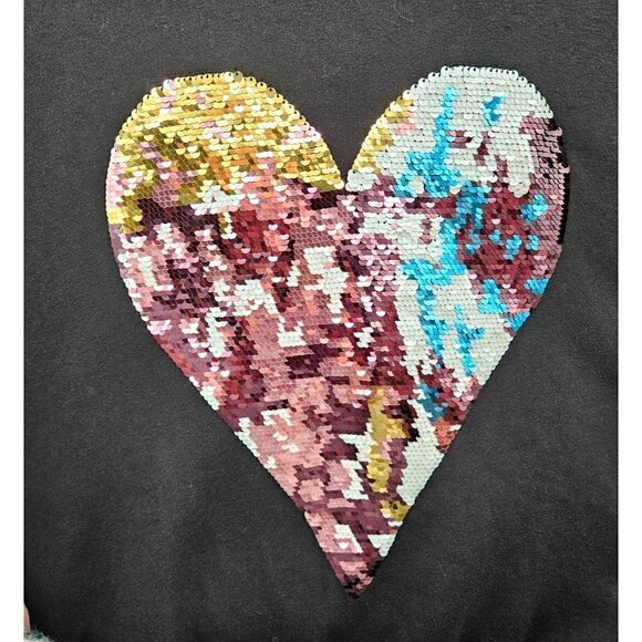Wildfox Harlequin Heart Fifi Sweatshirt Black Womens Sz XS Oversized Sequins NEW - Picture 7 of 13